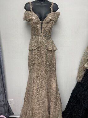 Ivonne D Golden Gown New Size 14 . Elegant for weddings or forml events.